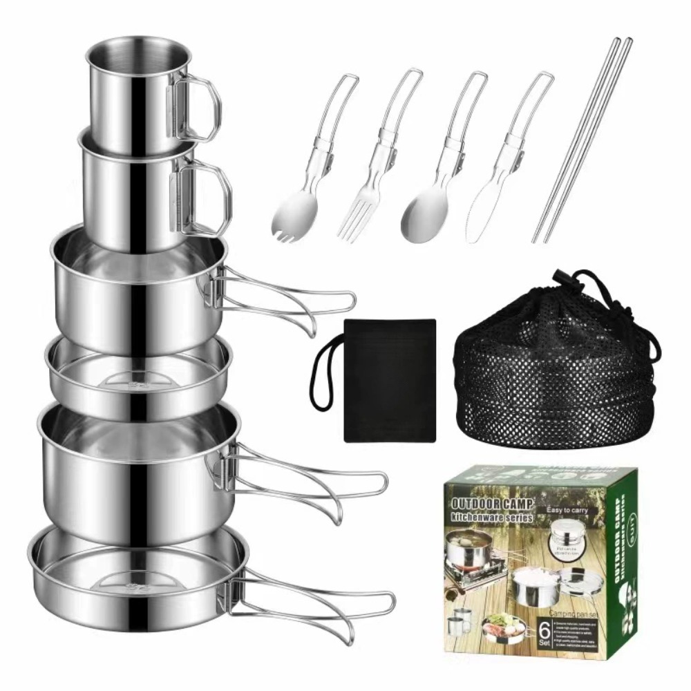 Camping Cooking Pots And Pans Set - 12 szt. Zestaw do gotowania w