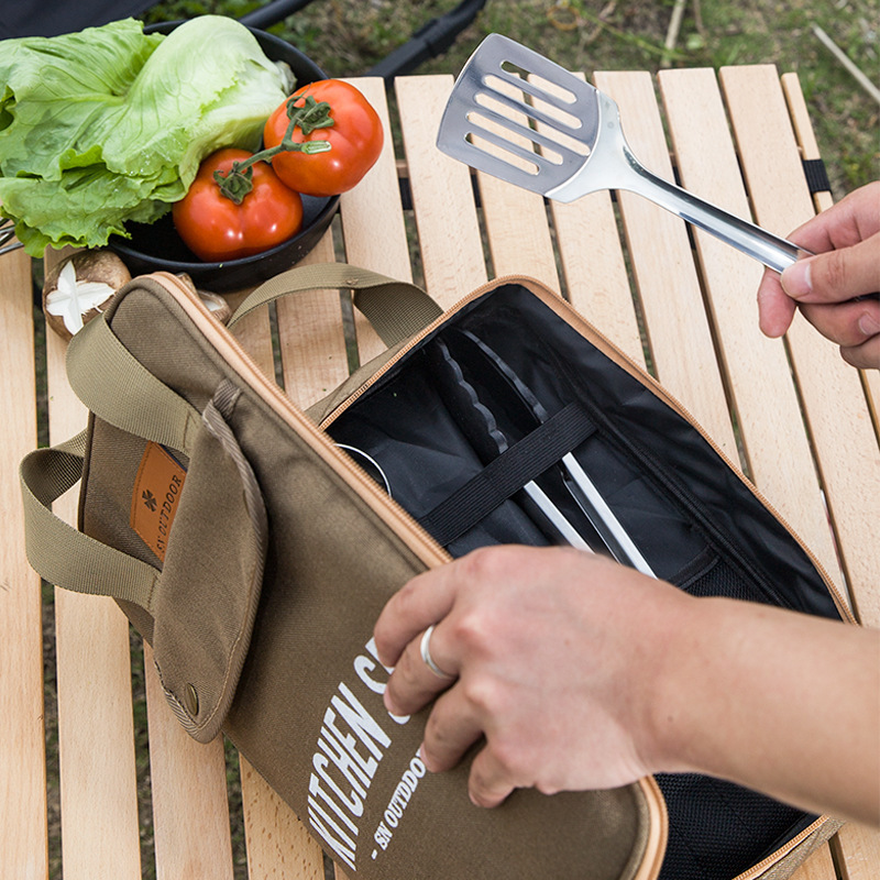 Camping Cooking Rack - 8-częściowy zestaw naczyń kuchennych na kemping,