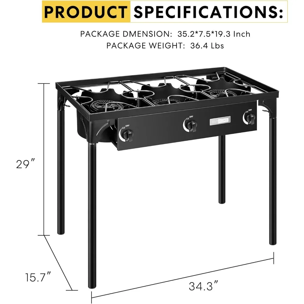 Camping Cooking Materials - Grill węglowy BBQ z 3 palnikami,