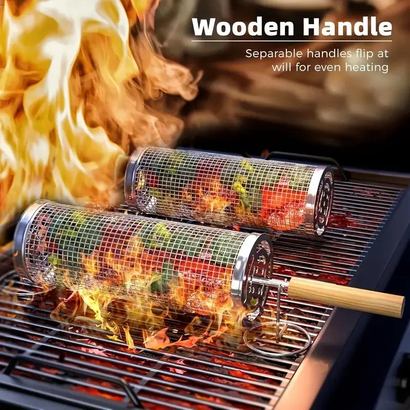 Camping Cooking Grill - Kosz do grillowania ze stali nierdzewnej,