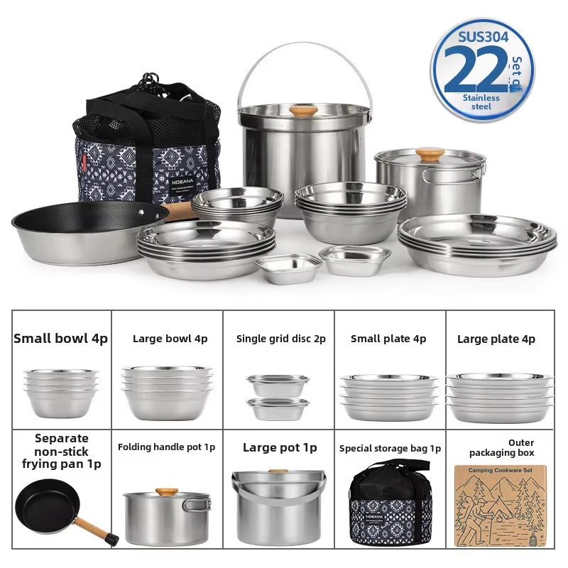 Camping Cooking Rack - NOBANA najnowszy zestaw garnków ze stali