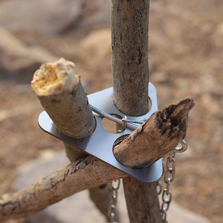 Camping Cooking Rack - Stalowy trójnóg kempingowy ze stali nierdzewnej,
