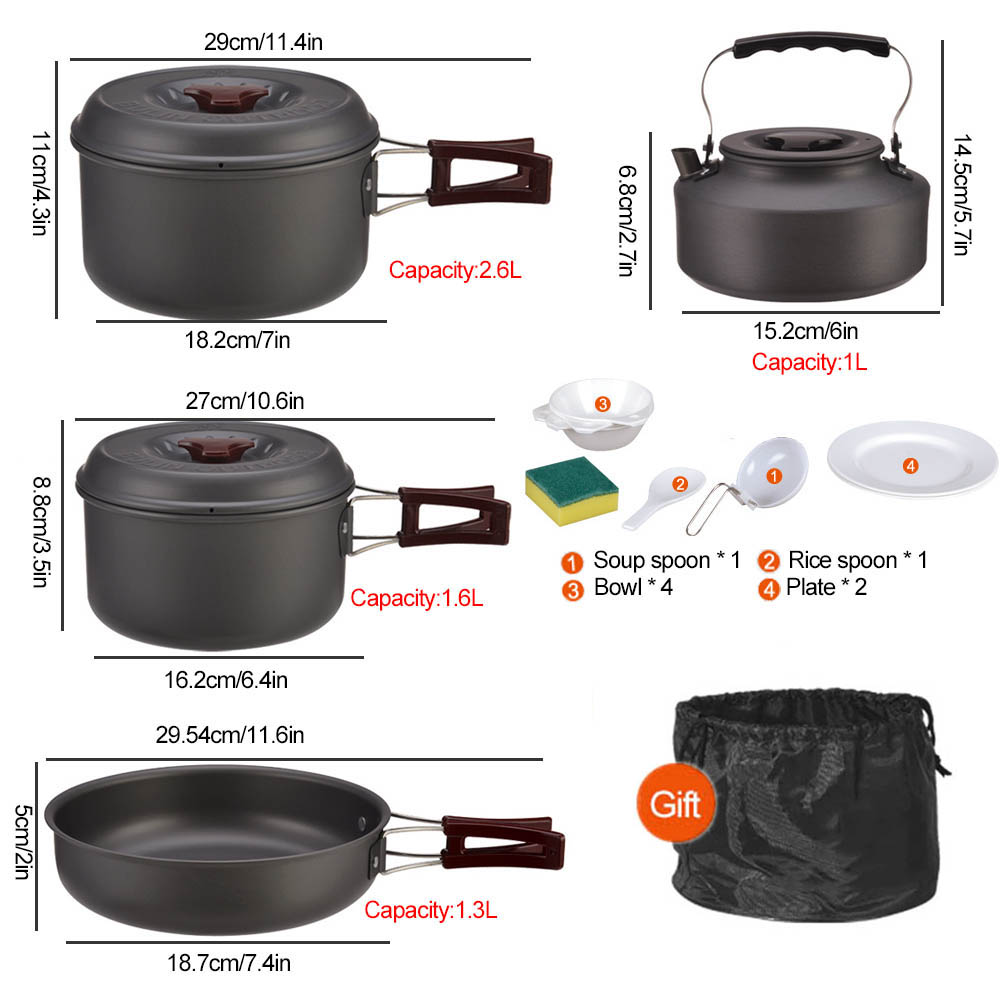 Gotowanie na świeżym powietrzu – Camping Cooking Pots And Pans Set recenzja i cena