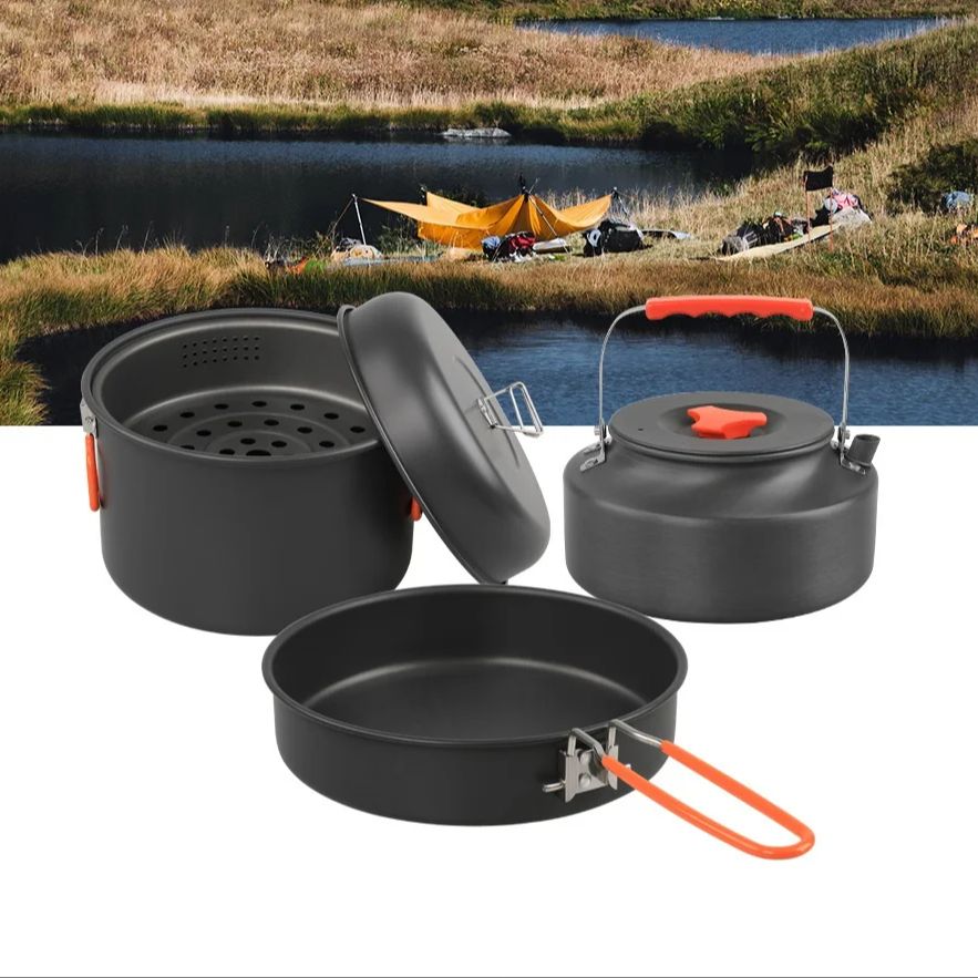 Zestaw naczyń do gotowania na  – Camping Cooking Pots And Pans Set recenzja i cena