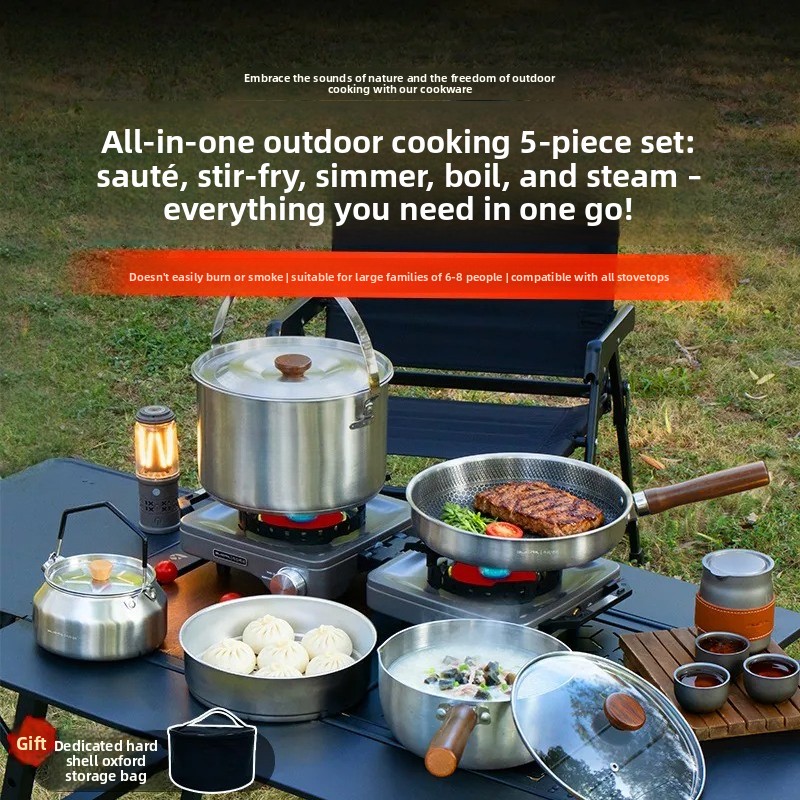 Przenośny Zestaw Naczyń Kempin – Camping Cooking Pots And Pans Set recenzja i cena